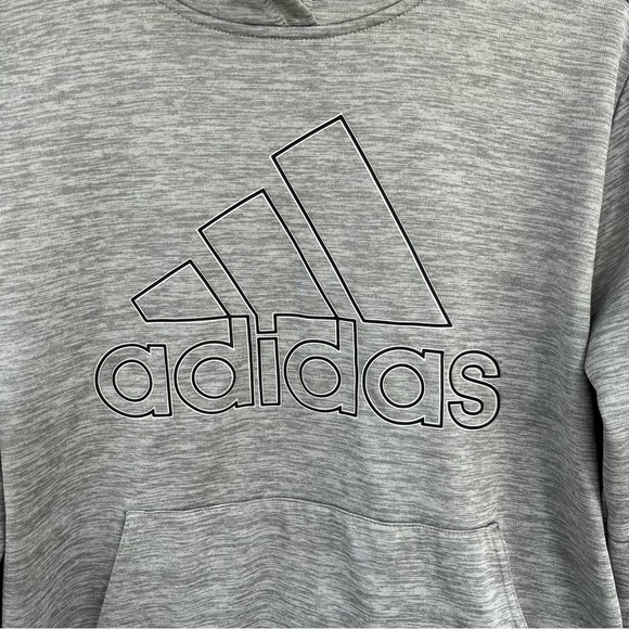 Adidas Boys Gray/Black Hoodie 100% Polyester Size Large 14-16 Fleece Lined - Picture 4 of 7